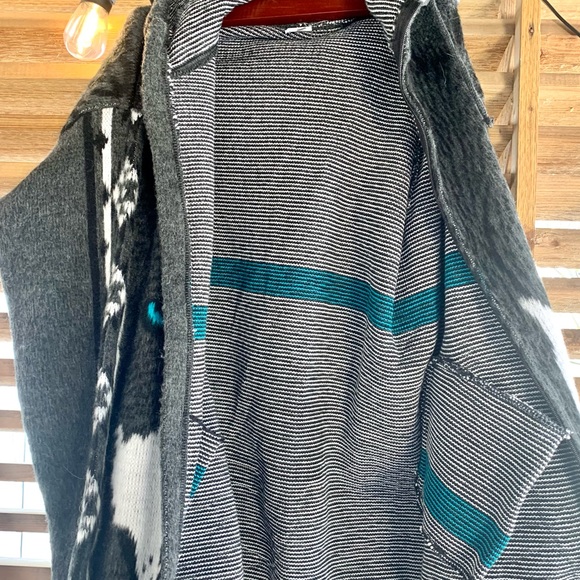 Handmade in Ecuador Wool Wolf Hooded Jacket Zip Coat 46 XL - Picture 9 of 11